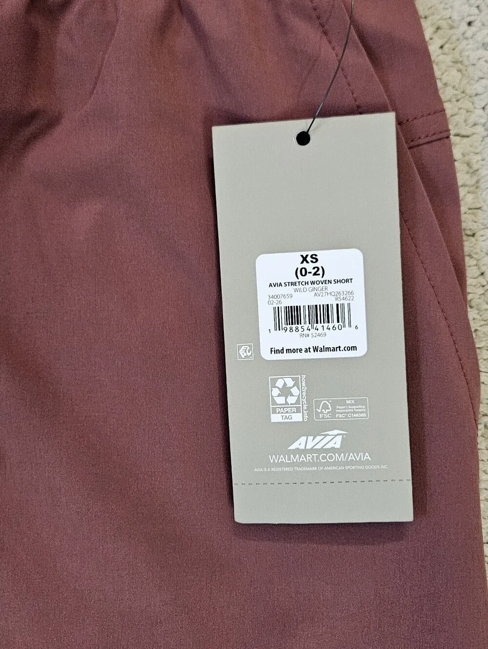 Avia Women's Dusty Rose Athletic Shorts with Elastic Waist Size XSmall NWT